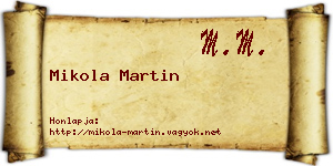 Mikola Martin névjegykártya